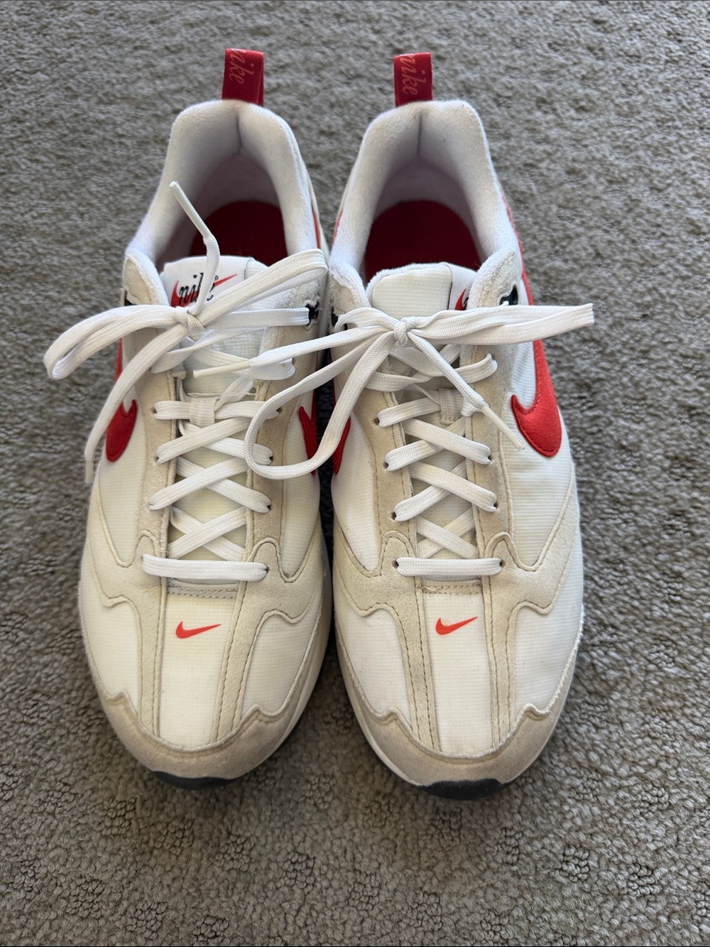 Nike Men’s White Sneakers with Red Accents